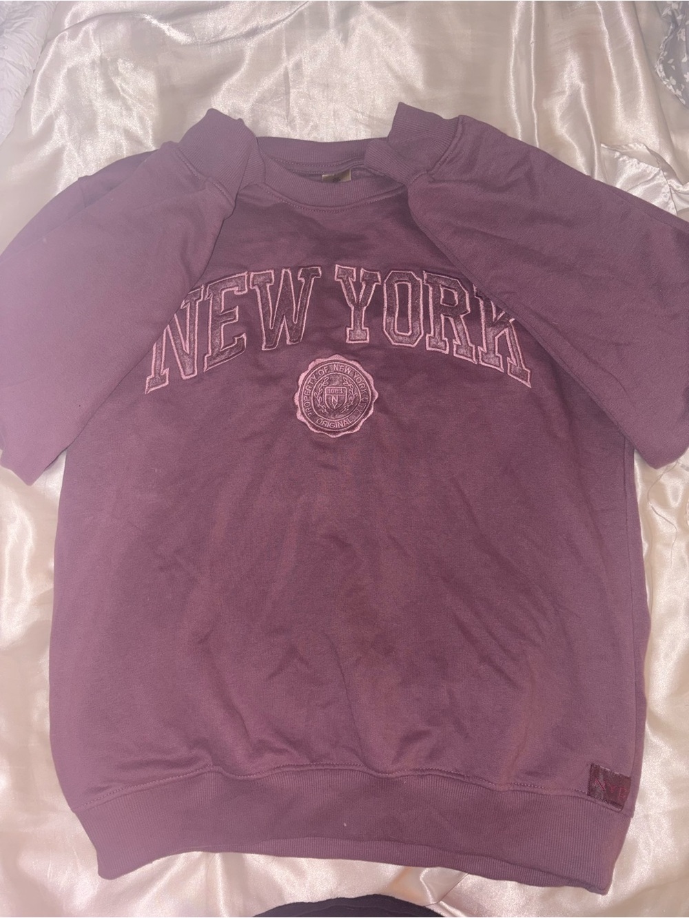 NYC Plum Embroidered Crewneck Sweatshirt